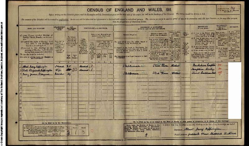 Rippington (Percy) 1911 Census